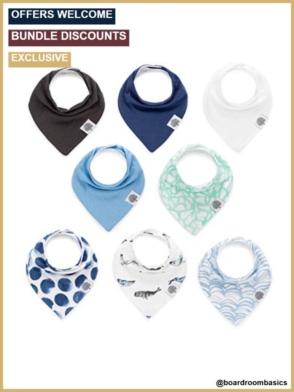 Soft Cotton Drool Bibs 8pk Adjustable Snap 3-36 Months Baby Feeding